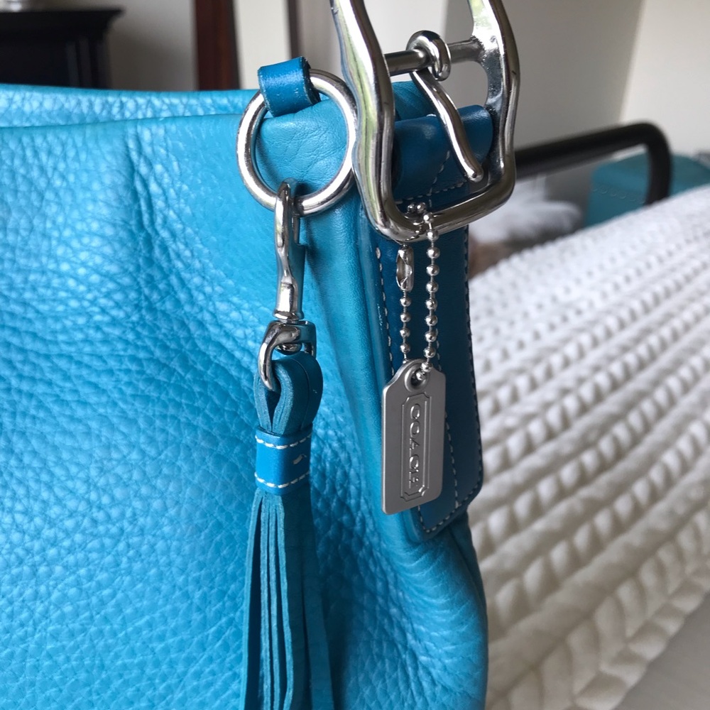 Coach Vintage Legacy Leather Slim Duffle Shoulder Crossbody Purse Blue 1427 Y2K - Picture 7 of 16